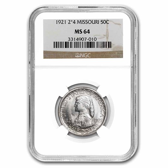 1921 Missouri Half Dollar 2*4 MS-64 NGC 1921 Missouri Half Dollar 2*4 MS-64 NGC